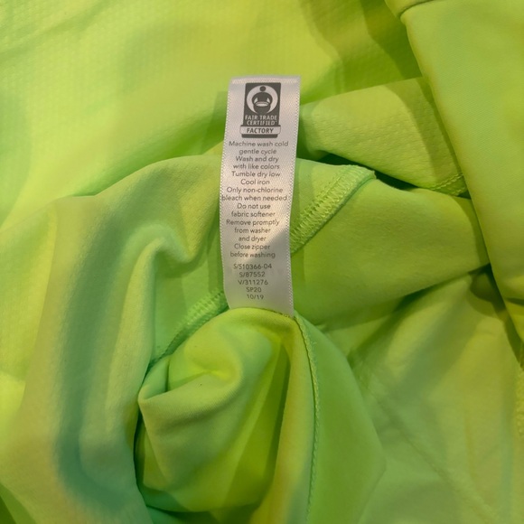 ATHLETA Quarter Zip Neon Yellow Visibility Running Pullover Water Wicking Jacket - Picture 7 of 7